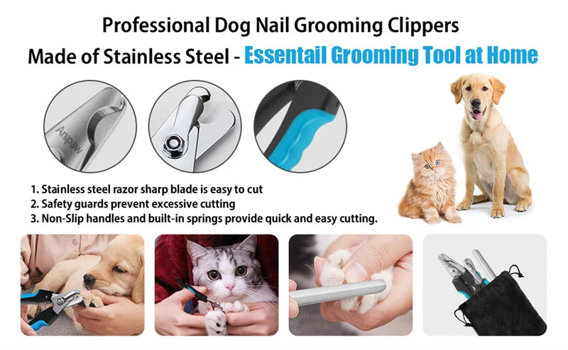 Professional Pet Nail Clipper with Safety Guard – Stainless Steel Scissors for Dog & Cat Claw Care, Grooming Supplies