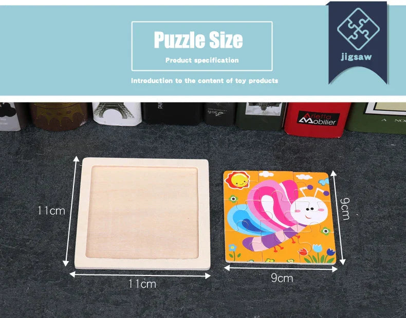 Wooden 3D Animal Puzzle for Kids – Educational & Compact Toy by YunDuo BaBy