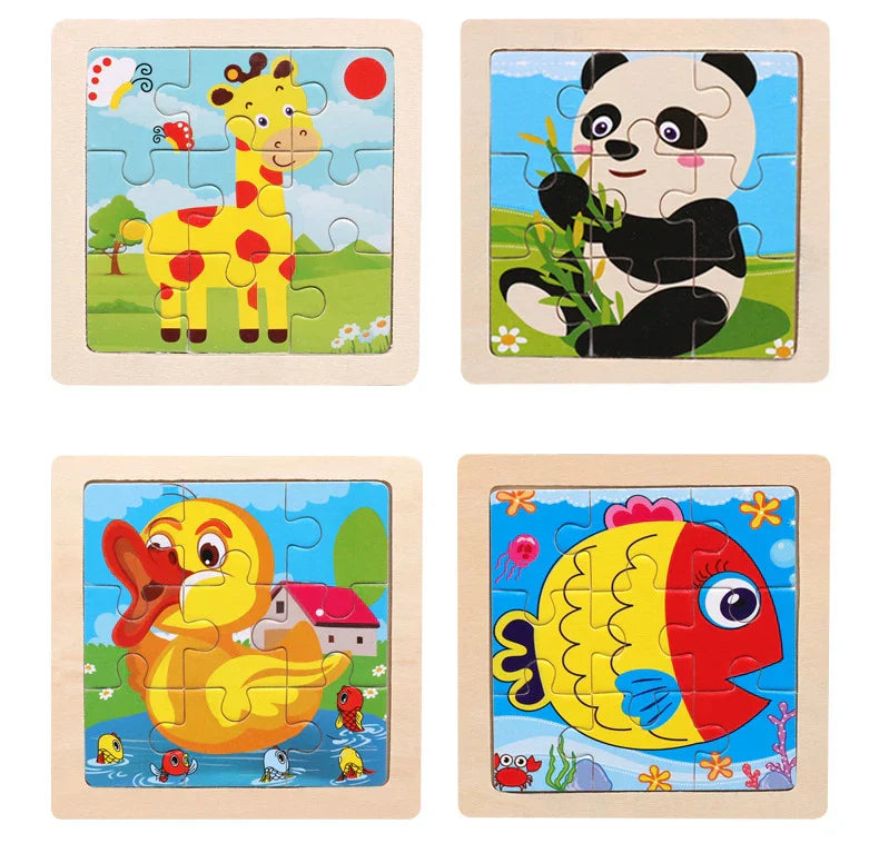 Wooden 3D Animal Puzzle for Kids – Educational & Compact Toy by YunDuo BaBy