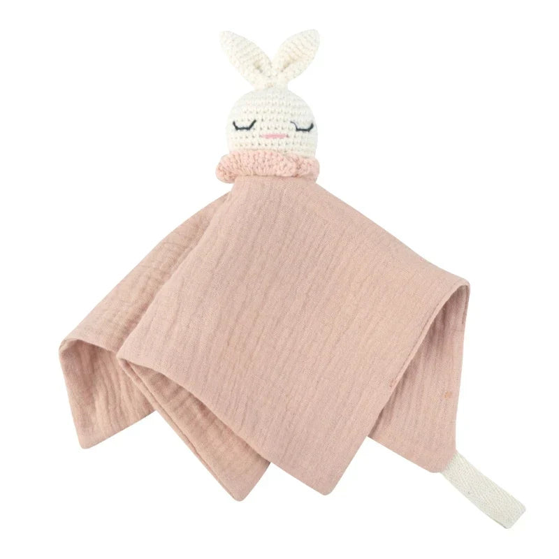 Crochet Rabbit Baby Nursing Bib & Security Blanket – Breathable Soother Towel for Boys & Girls