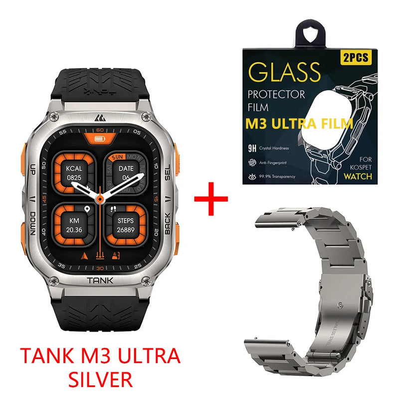 2024 KOSPET TANK M3 Ultra GPS Smartwatch – Rugged, Waterproof & Military-Grade