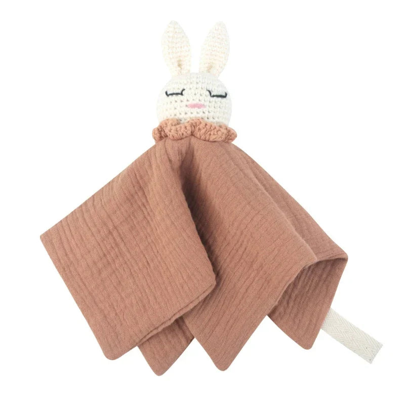 Crochet Rabbit Baby Nursing Bib & Security Blanket – Breathable Soother Towel for Boys & Girls