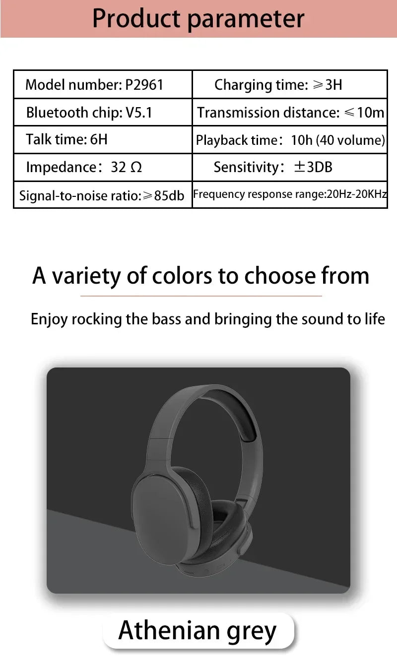 Xiaomi Original P2961 Wireless Headphones – Bluetooth 5.3 Earphones for Samsung & iPhone, HIFI Stereo Sound, Gaming Earbuds with Mic