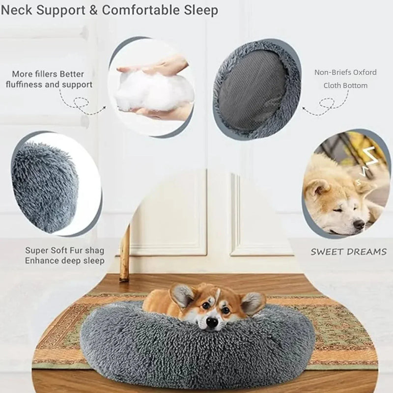 40-90cm Round Pet Bed – Super Soft Plush Dog Bed for Large & Medium Dogs, Cozy Winter Cat House