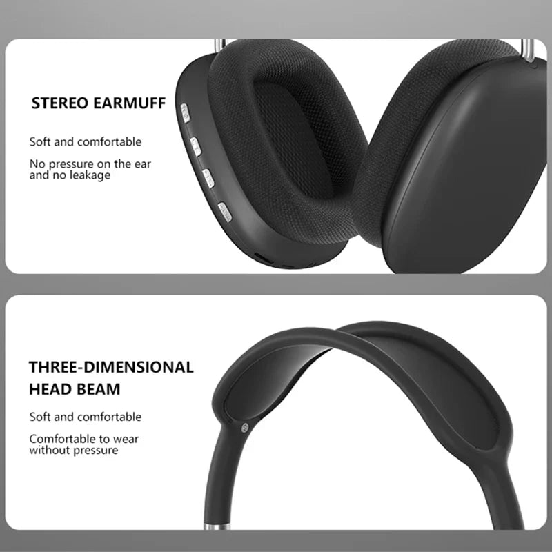 NEW P9 Pro Max Air Wireless Bluetooth Headphones – Noise Cancelling, Over-Ear Sports Gaming Headset with Mic for Apple