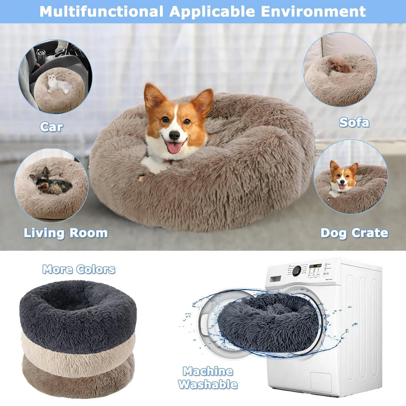 40-90cm Round Pet Bed – Super Soft Plush Dog Bed for Large & Medium Dogs, Cozy Winter Cat House