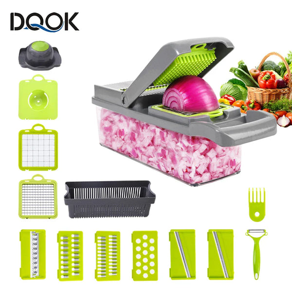 Multifunctional Vegetable Cutter & Slicer – Fruit Peeler, Carrot Grater, and Kitchen Accessories Basket