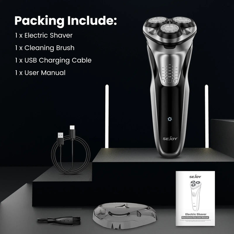 Sejoy Electric Shaver for Men – 3D Floating Wet & Dry IPX7 Waterproof Beard Razor & Beard Trimmer