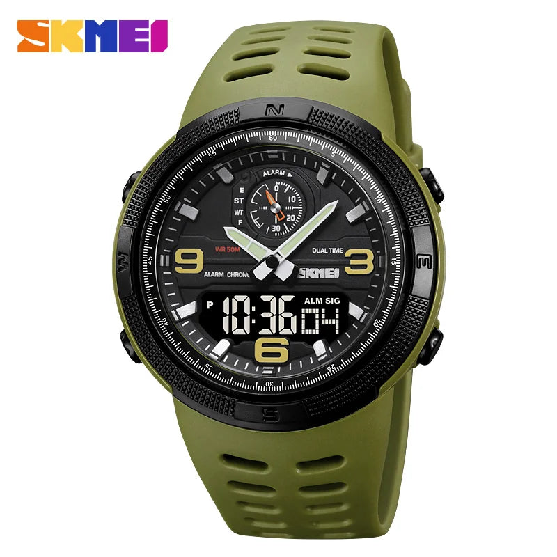 SKMEI 1655 Outdoor Sports Men's Electronic Watch – Dual Display Multifunctional Waterproof Exploration Watch