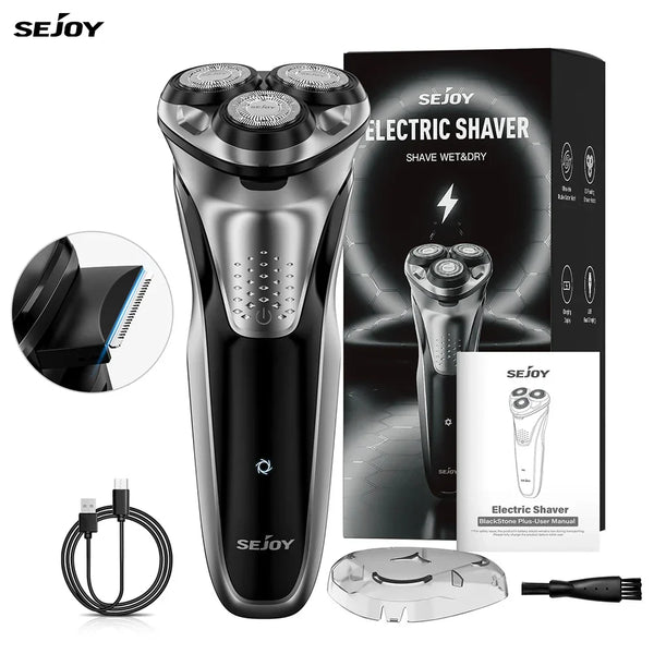 Sejoy Electric Shaver for Men – 3D Floating Wet & Dry IPX7 Waterproof Beard Razor & Beard Trimmer