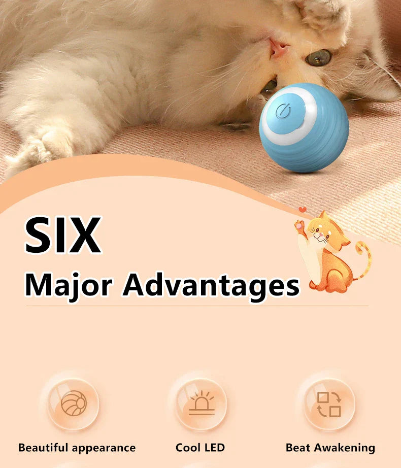 Smart Interactive Cat Ball – Automatic Rolling Electronic Pet Toy for Indoor Play