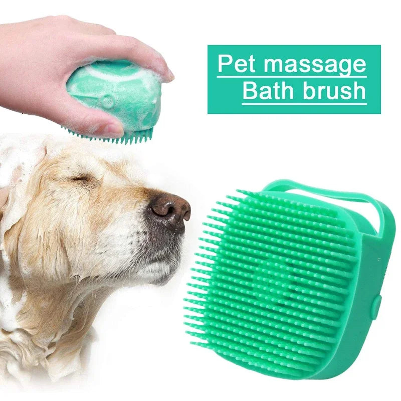 Pet Dog Shampoo Brush – 2.7oz 80ml Cat Massage Comb, Soft Silicone Rubber Grooming Scrubber for Bathing Short Hair