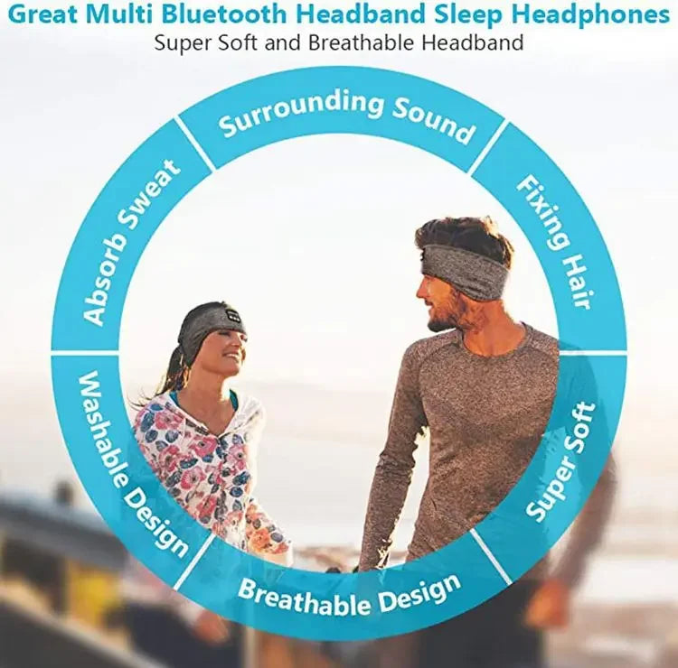 2024 Bluetooth Sports Headband – Wireless Earphones & Music Sleep Mask