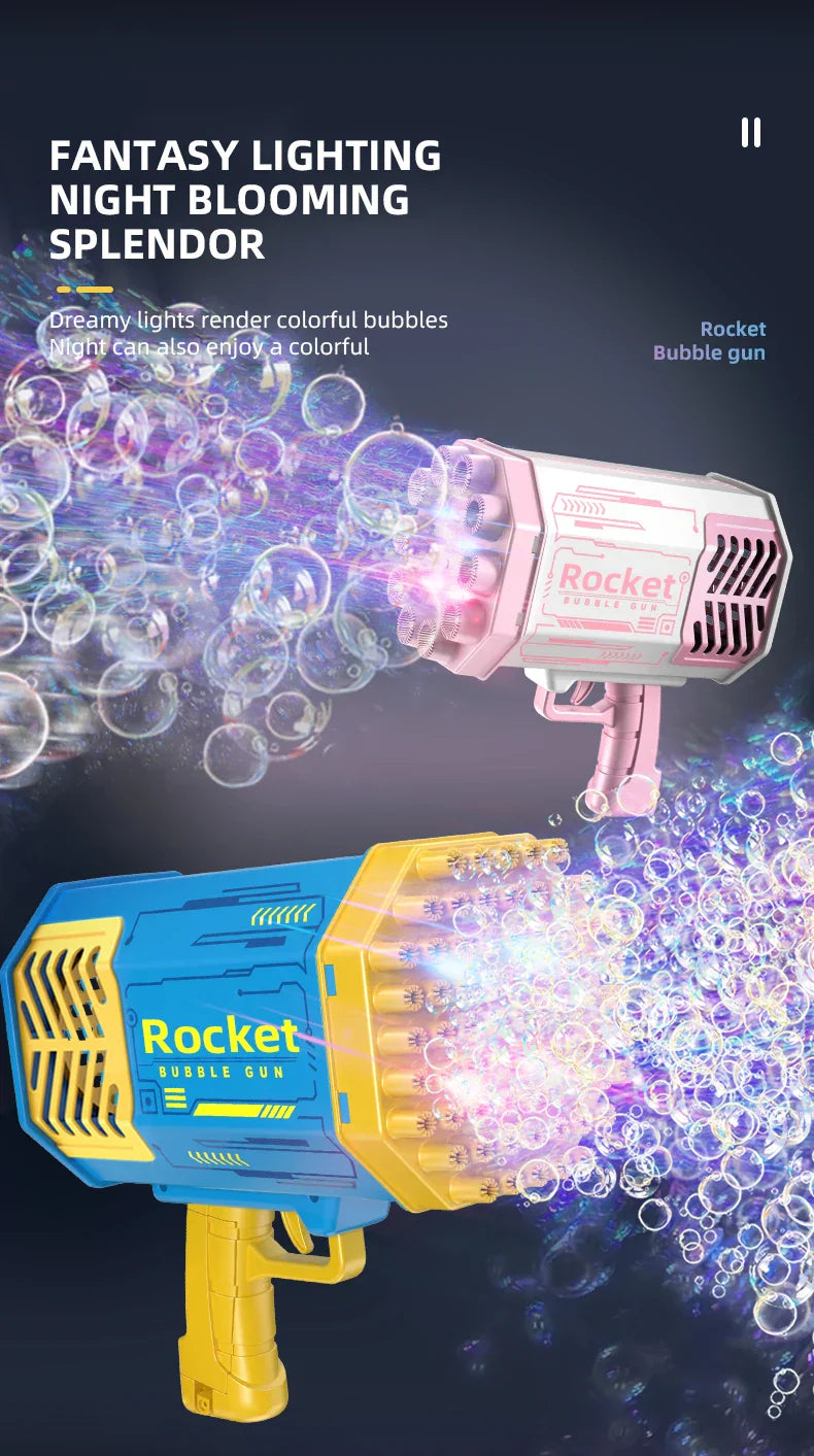 69-Hole Rocket Bubble Gun Machine – LED Kids Soap Bubble Blower for Parties & Outdoor Fun