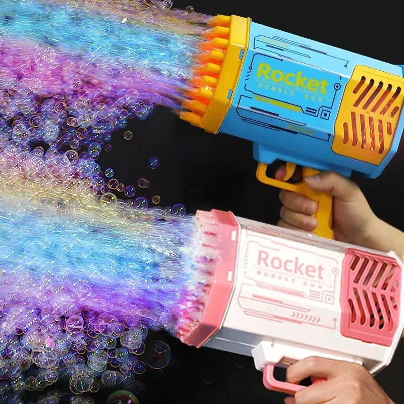 69-Hole Rocket Bubble Gun Machine – LED Kids Soap Bubble Blower for Parties & Outdoor Fun