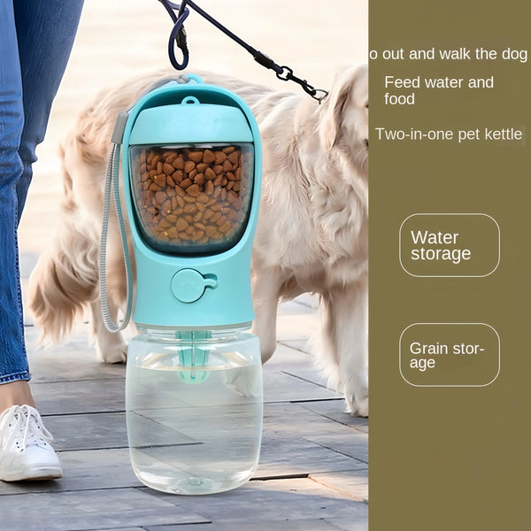 Portable Dog & Cat Water Bottle – 2-in-1 Food and Water Container for Pets, Feeder Bowl for Outdoor Travel