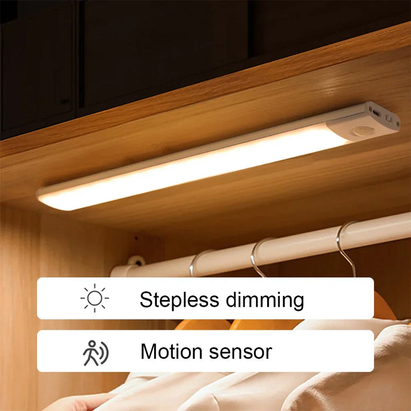 LED Motion Sensor Cabinet Lights – Wireless USB Rechargeable, 3 Colors for Kitchen, Bedroom, and Wardrobe