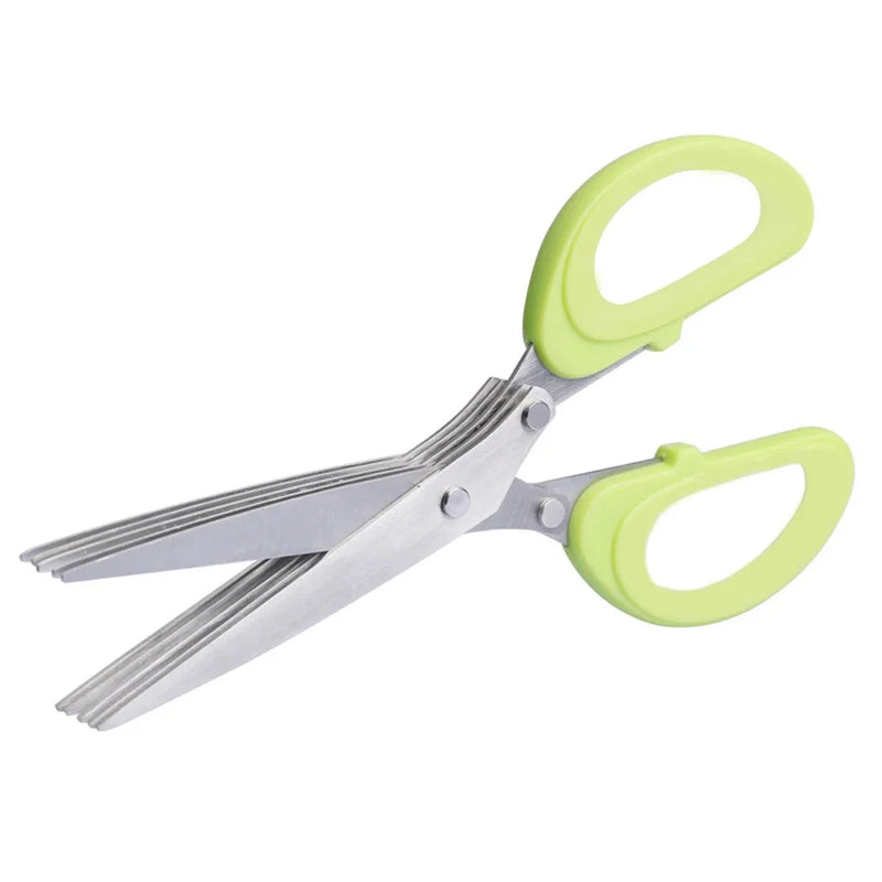 Multi-functional Stainless Steel Kitchen Scissors – 3/5 Layer Pepper, Scallion, and Laver Cutter Cooking Tool